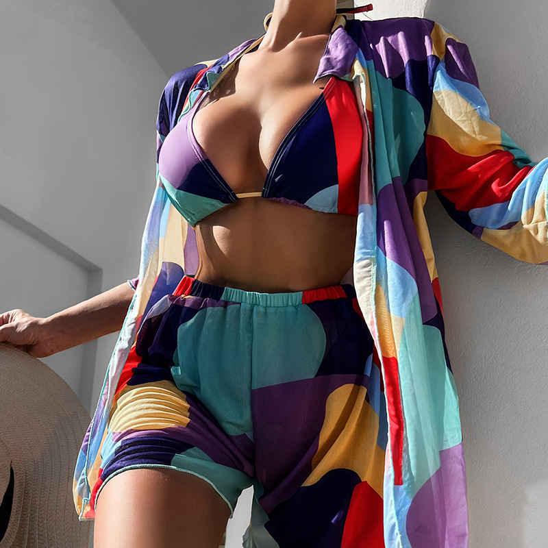196g Weight Sunscreen Shirt Outerwear Type Half Sleeve Sleeve Length Women's Sexy Geometric Printing Cover Ups