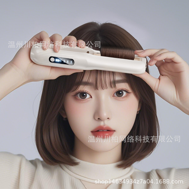 MINIワイヤレスヘアアイロン、ワイヤレス充電式、便利なロック付き、前髪カール＆ストレート両用ヘアアイロン、ストレートプレート|undefined