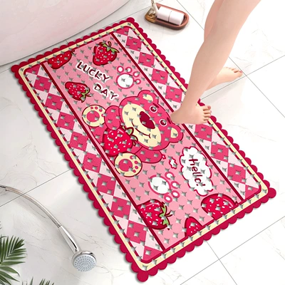 Avtomobil döşəmə paspasları Hollow Kidsren, Pregnant Women and - strawberry-bear-lucky-day-70x40cm-environmentally-friendly-odorless-shipped-on-the-same-day-simple-round-style