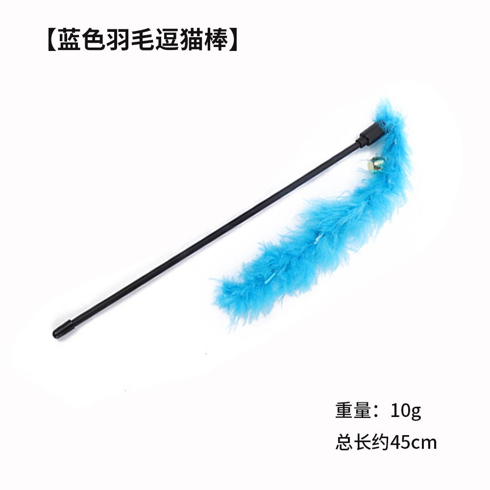 Pluma azul divertido gato palo