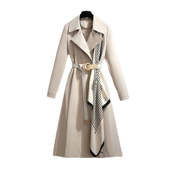 Длинное осеннее пальто-т trench coat, куртка, до середины длины, западный стиль, плюс размер, свободный крой, яркий запоминающийся стиль