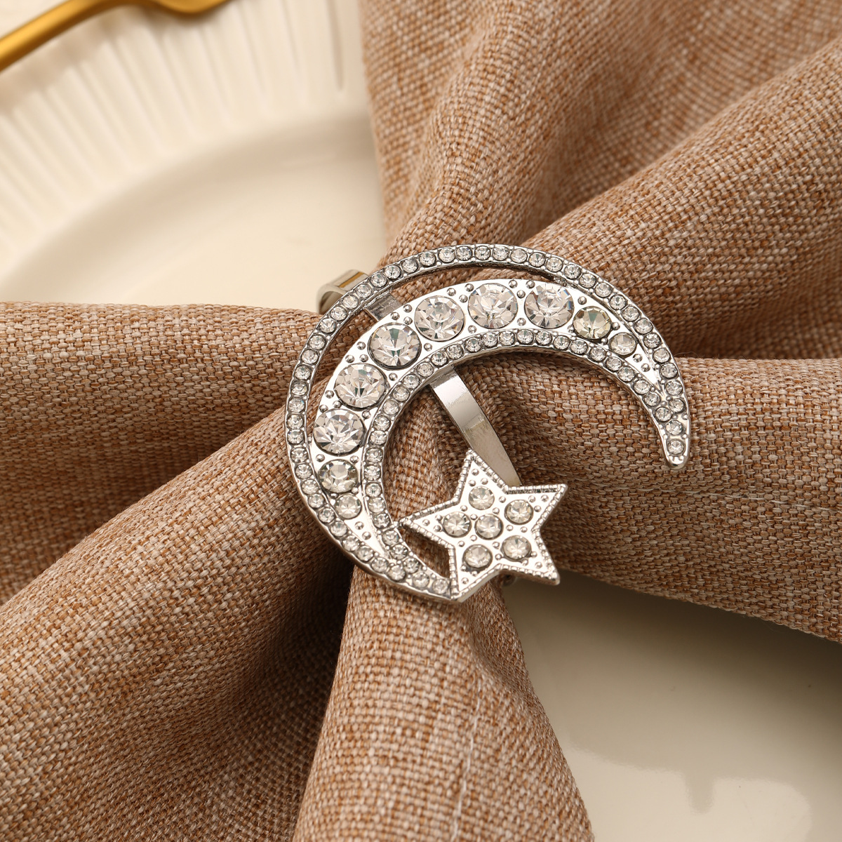 25g Weight napkin rings Kitchen and drinking utensils 1 Piece Quantity Daily Occasion Alloy Material Star, Moon Pattern Casual Style Casual Star Moon Alloy Napkin Rings 1 Piece 7