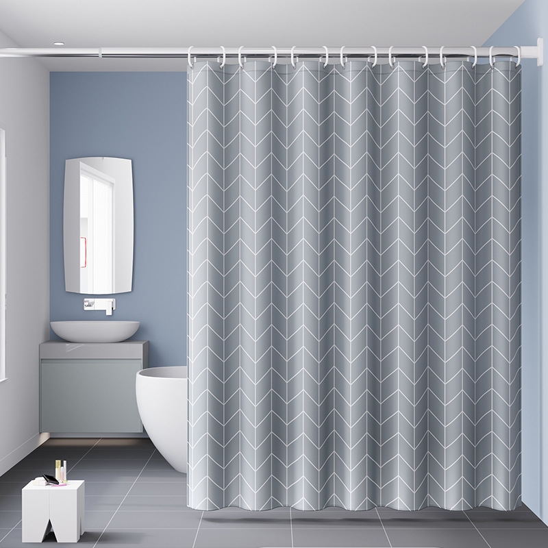 Cortina impermeable de baño engrosada de color puro, juego de cortina de baño de baño, cortina de baño de dormitorio de hotel sin perforación, cortina de puerta
