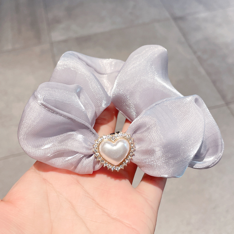 Corea del Sur Dongdaemun mismo estilo perla seda tela anillo cabeza cuerda japonés Hada amor intestino grueso anillo pelo cuerda al por mayor