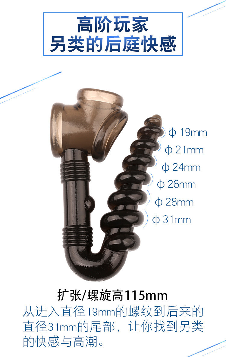 Spiral Anal Plug Prostate Massager for Men, Manual TPE Expander Toy — detail image 2