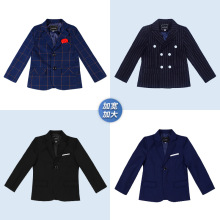 儿童西装2023新款胖版格子小西服外套代发男童加肥钢琴主持演出服