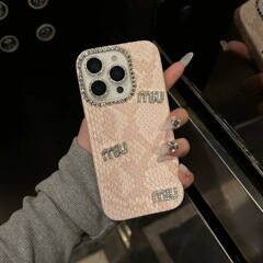 高級潮牌m家フラッシュドリルリンゴ16promax携帯ケース新型iphone15 pro軽贅沢14女13潮