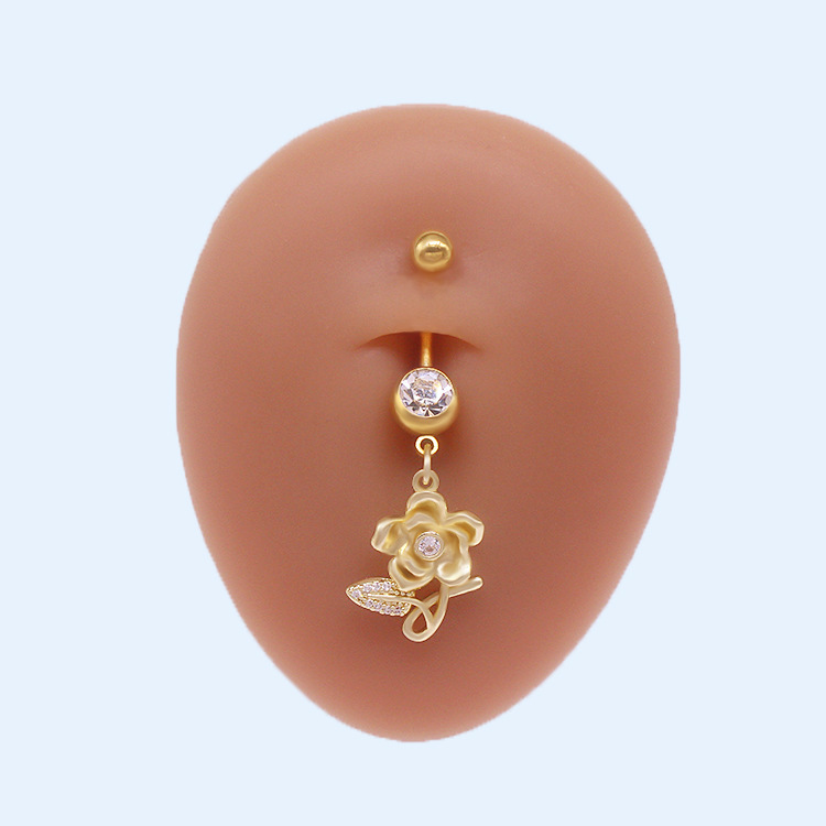 Heart Shaped Butterfly Belly Button Ring With Rhinestones_voghion.com