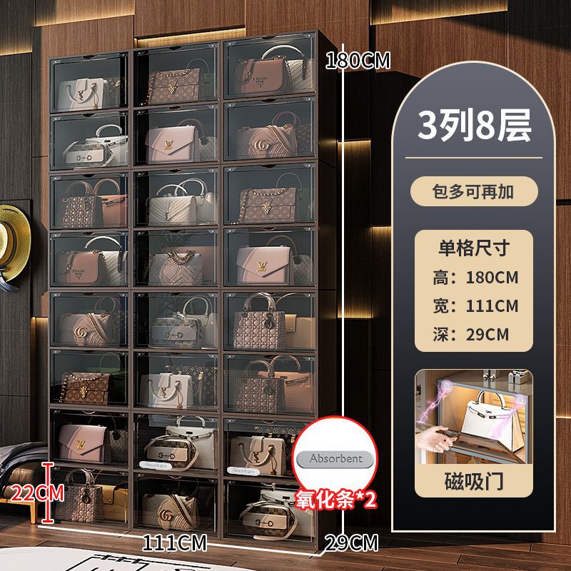 Gabinete de almacenamiento de bolsos para el hogar muestra almacenamiento de artefactos bolsos estantes de almacenamiento caja de exhibición del dormitorio gabinete de piso de madera maciza rejilla