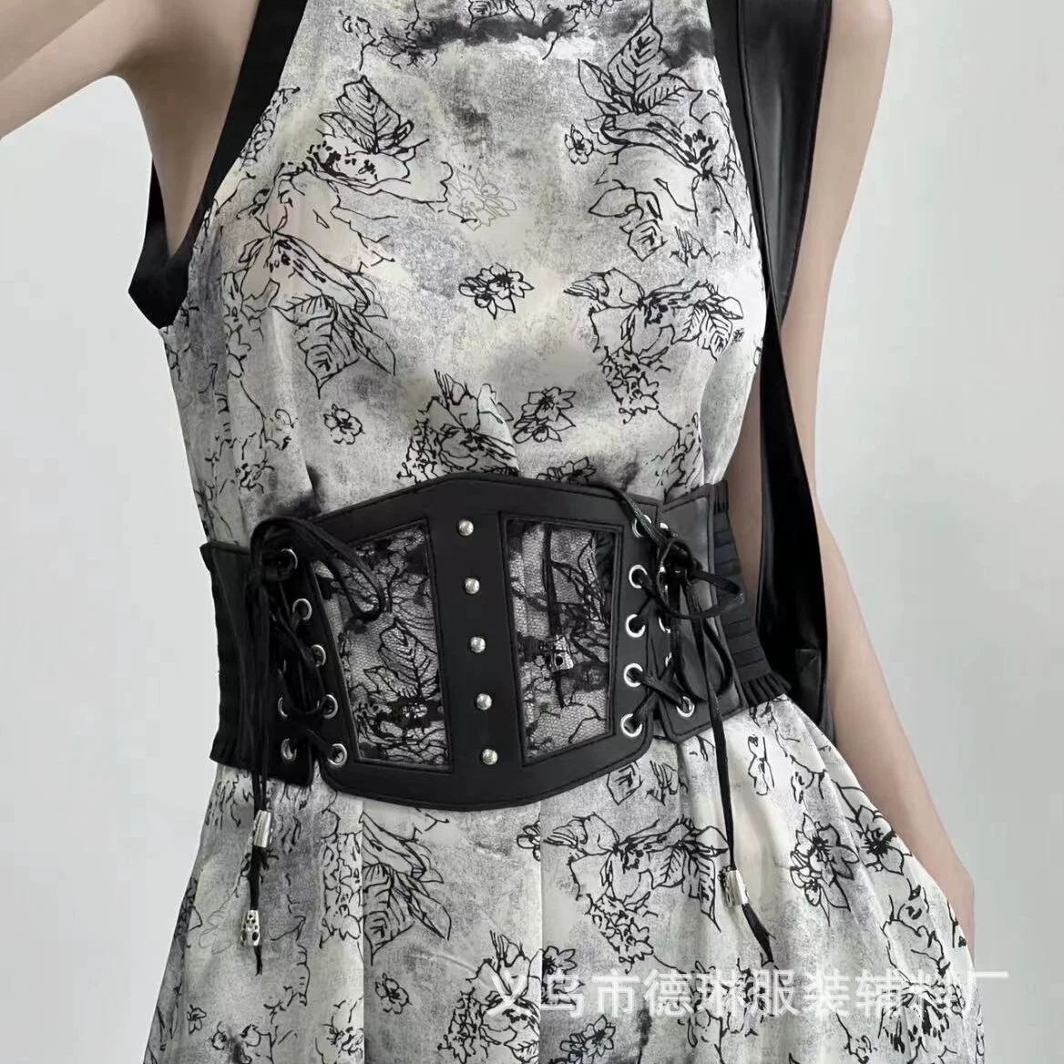 Европейские и американские трансграничные женские кружевные широкие ремни эластичные двойные ремешки с корсетом декоративное платье эластичная талия