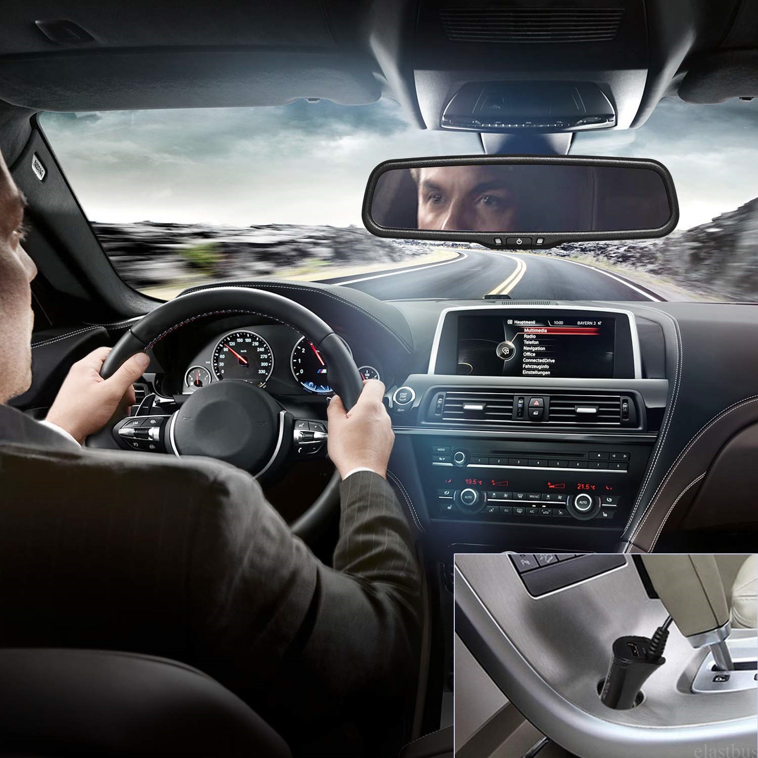 Hd 4.3inch Car Rearview Mirror Monitor + 3-in-1 Parking Radar Sensor Reversing Camera