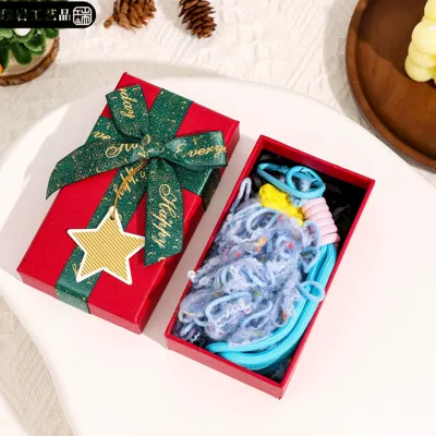 Car hanging – atmosphere knitted woolen small pendants - misty-blue-star-tassel-small-tree-ornament-christmas-gift-box