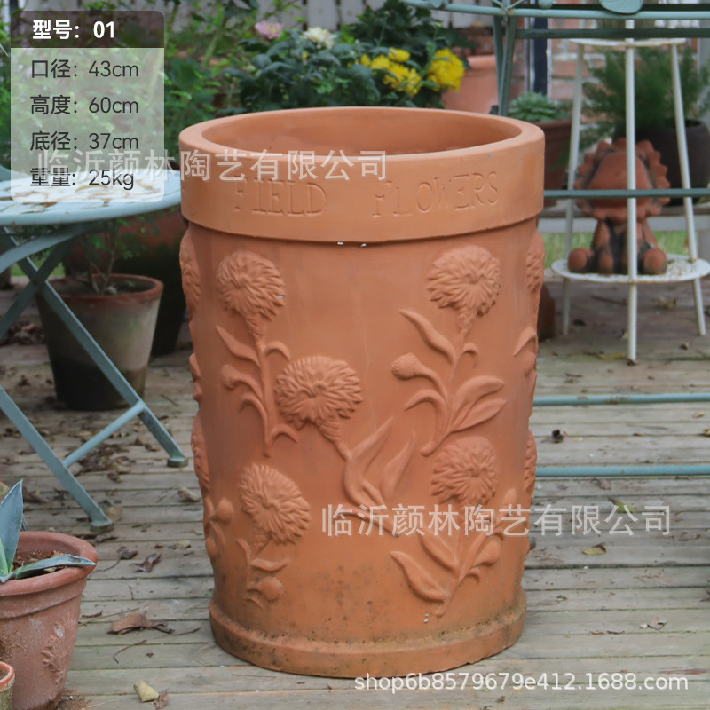 Alto comercio exterior clavo de barro rojo maceta de cerámica jardín paisaje de cerámica jardín decoración al aire libre decoración de la villa