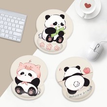 2024新款可爱熊猫卡通鼠标垫子女生键盘手托文艺办公桌面垫3D软垫