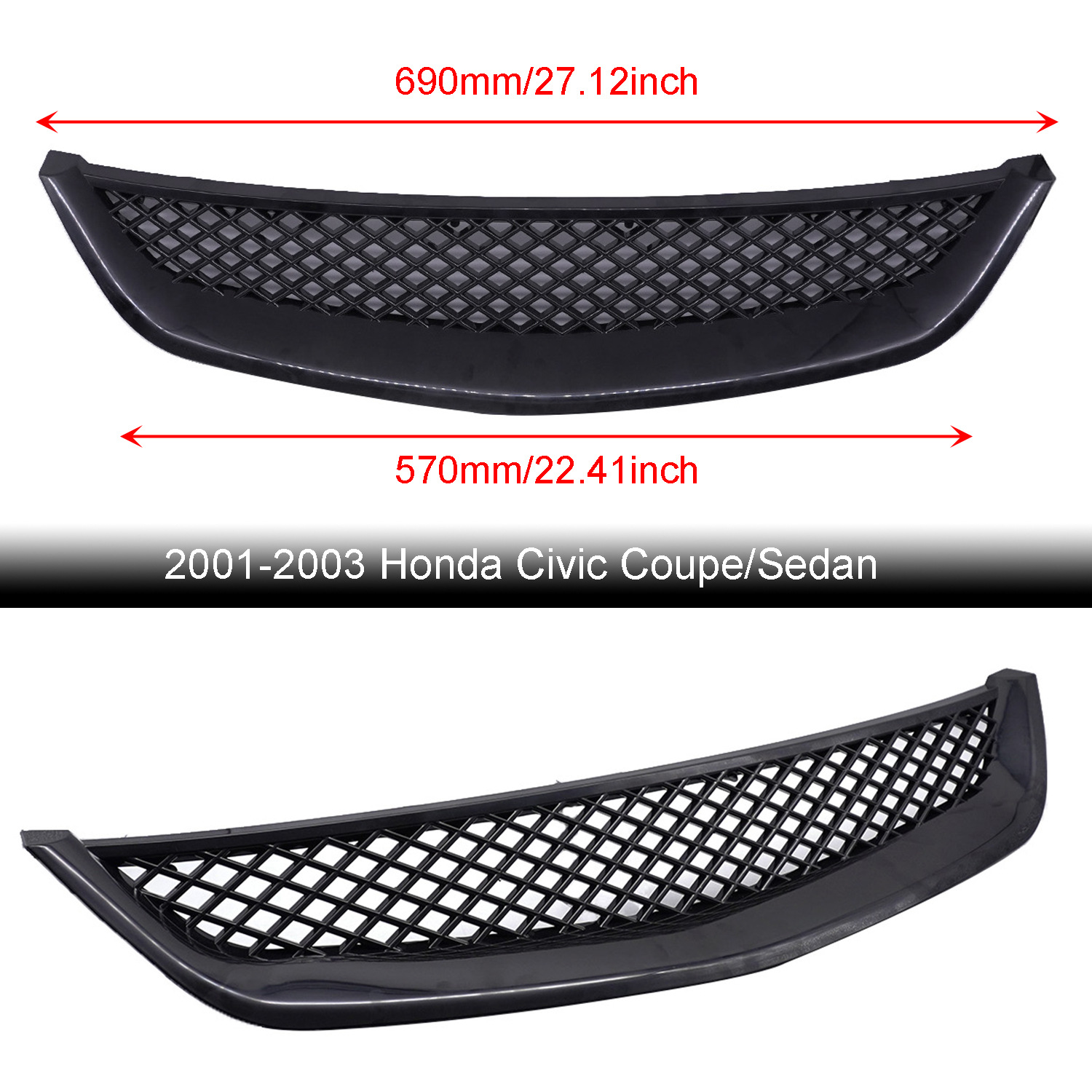 Car Modification Intake Grille Modification Suitable for Honda Civic 1996-98 Abs Carbon Pattern Cross-Border