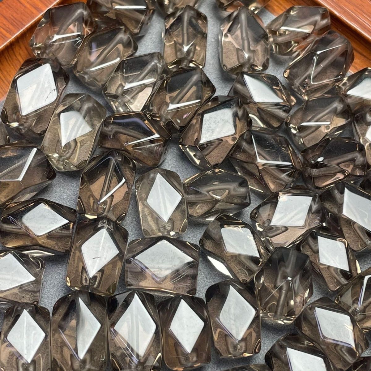 天然不规则随形状净体茶水晶烟晶单珠子散珠diy手工饰品文玩手链