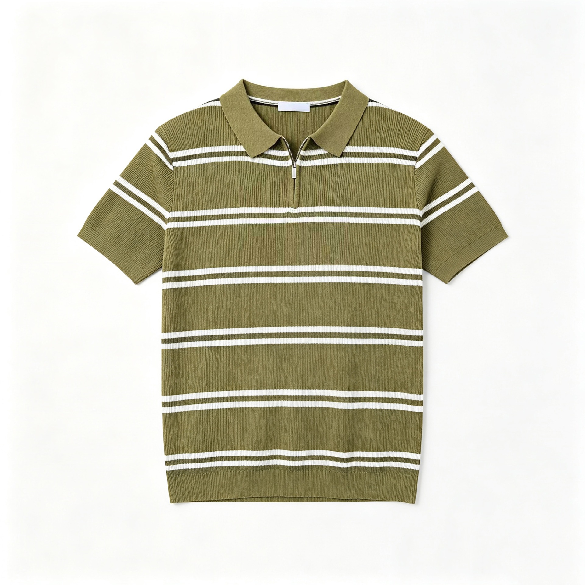 Camisas de polo de manga corta de vello de estilo de verano, camisetas de hielo con media cremallera a rayas, fábrica transfronteriza al por mayor