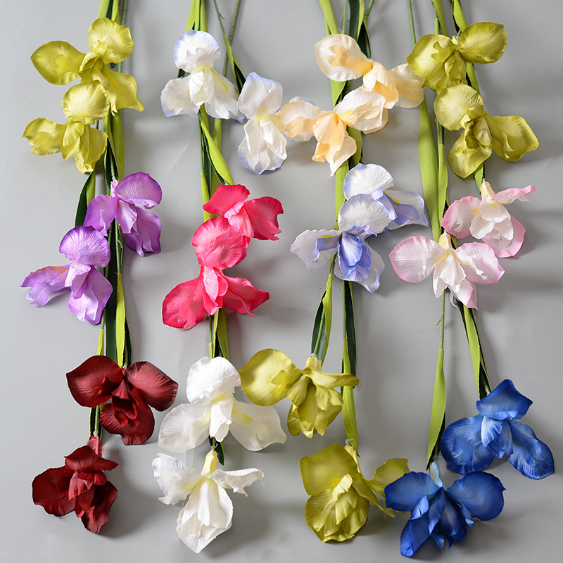 Flores de simulación 2 iris pintura al óleo de flores de boda de Alice flores de seda del salón de la boda props de disparo flores falsas celebridades en línea