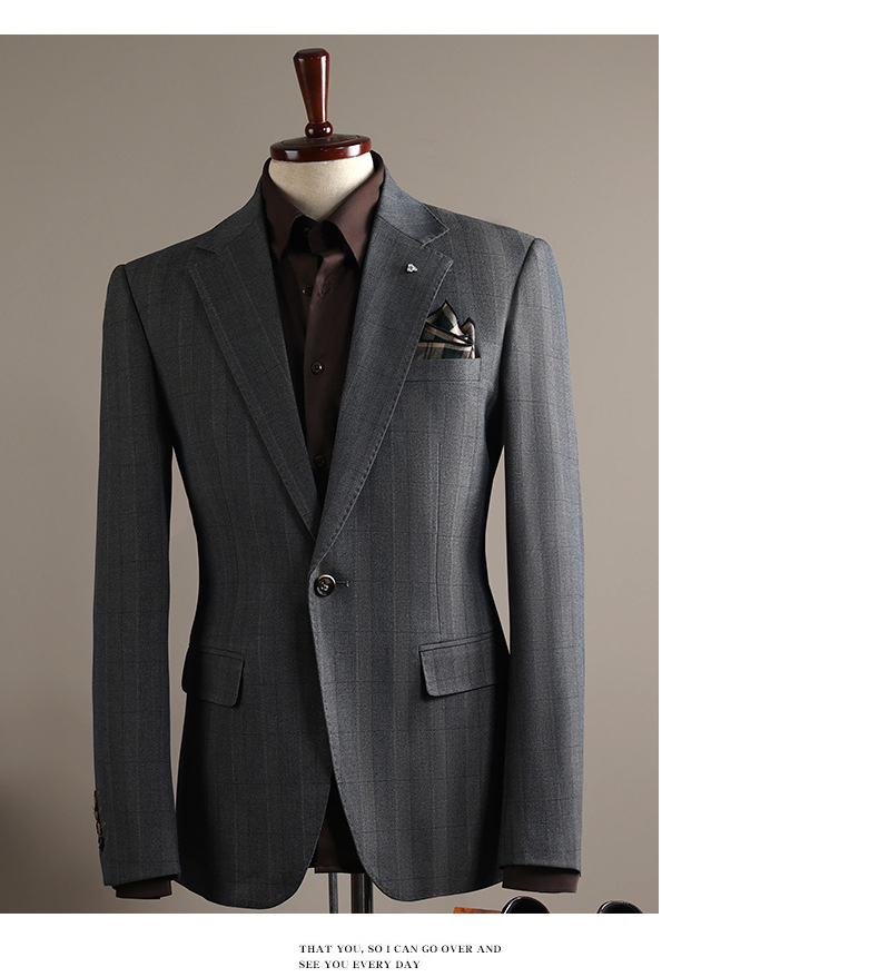 Men's Slim Fit Plaid Single Breasted Blazer For Wedding Formal_voghion.com