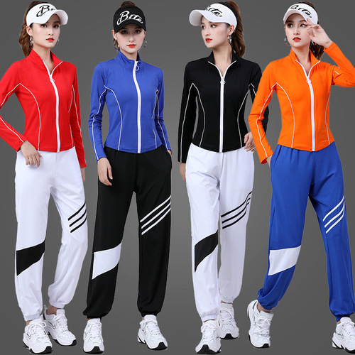 Square Dance Wear New Spring Fitted Jacket with Hemmed Pants, Sports Fitness Wear Dance Group Exercise Dance Wear Set for Women