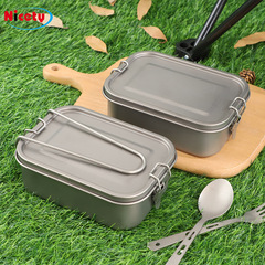 純チタン弁当箱屋外食器キャンプ調理器具キャンプシール角ハンドル折り畳み可能で便利な旅行保冷箱