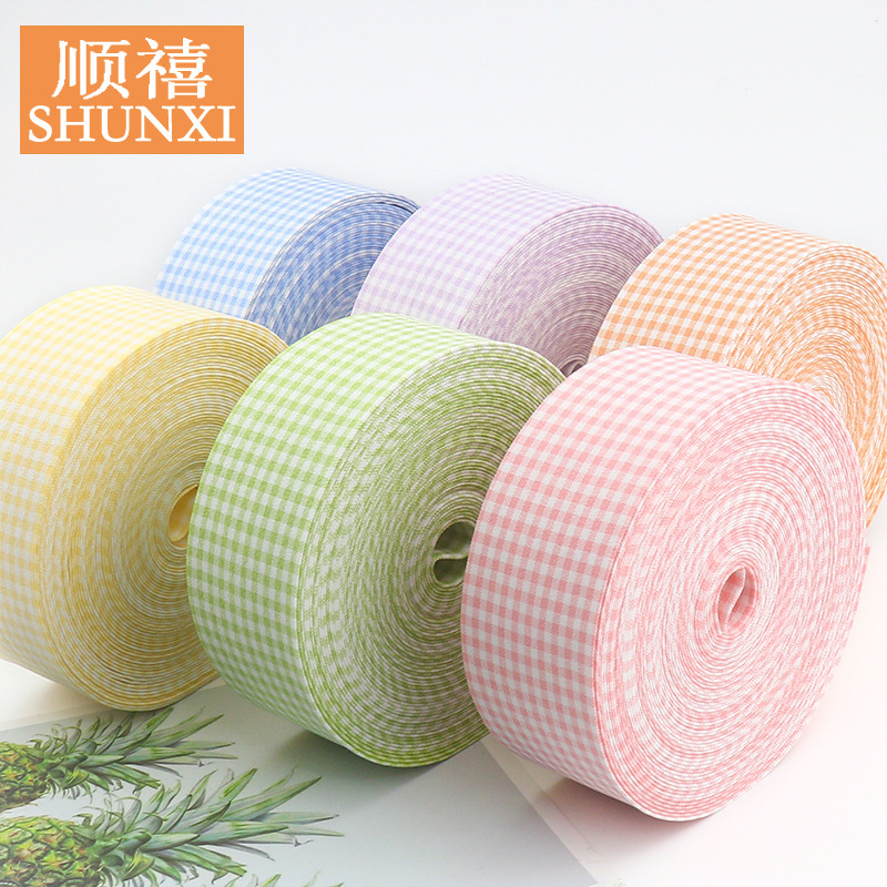 Shunxi diy Korean ins Fresh Small Plaid Cloth Strip Handmade Bow Tie Bow Hair Accessories Hair Clip Material Accessories