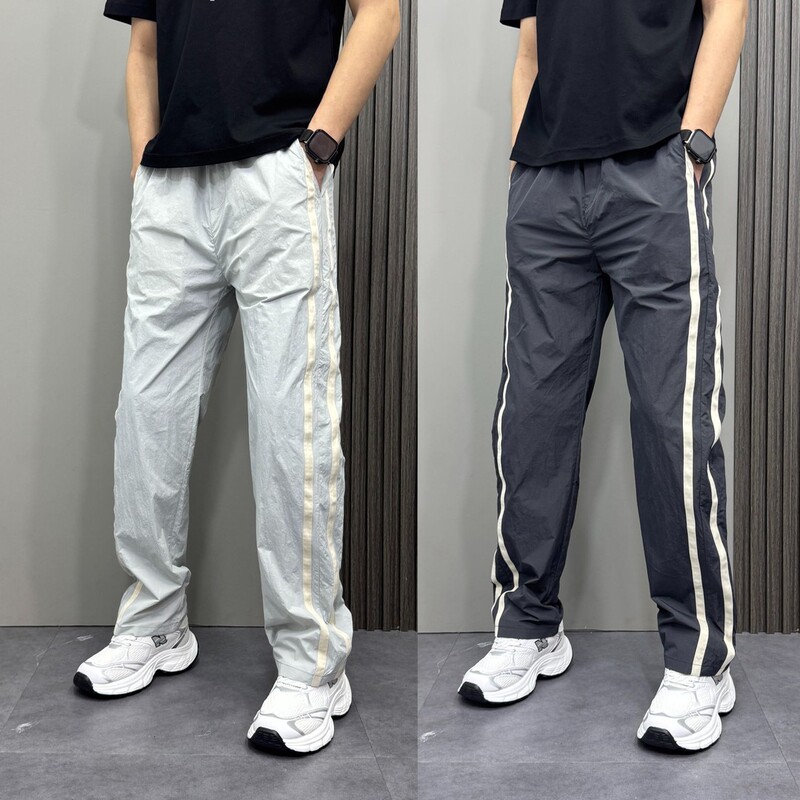 2026 Summer Thin Style Doea New Trendy Brand Korean Version Young Men's Casual Straight Striped Casual Pants for Men
