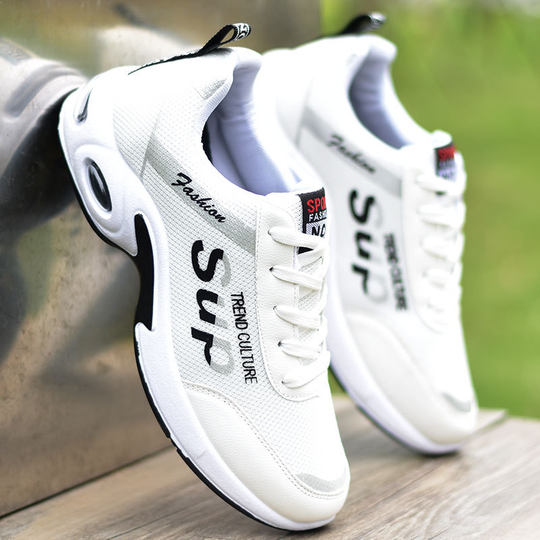 Factory wholesale men's shoes leather waterproof sneakers men's new fashion students running shoes casual white shoes men