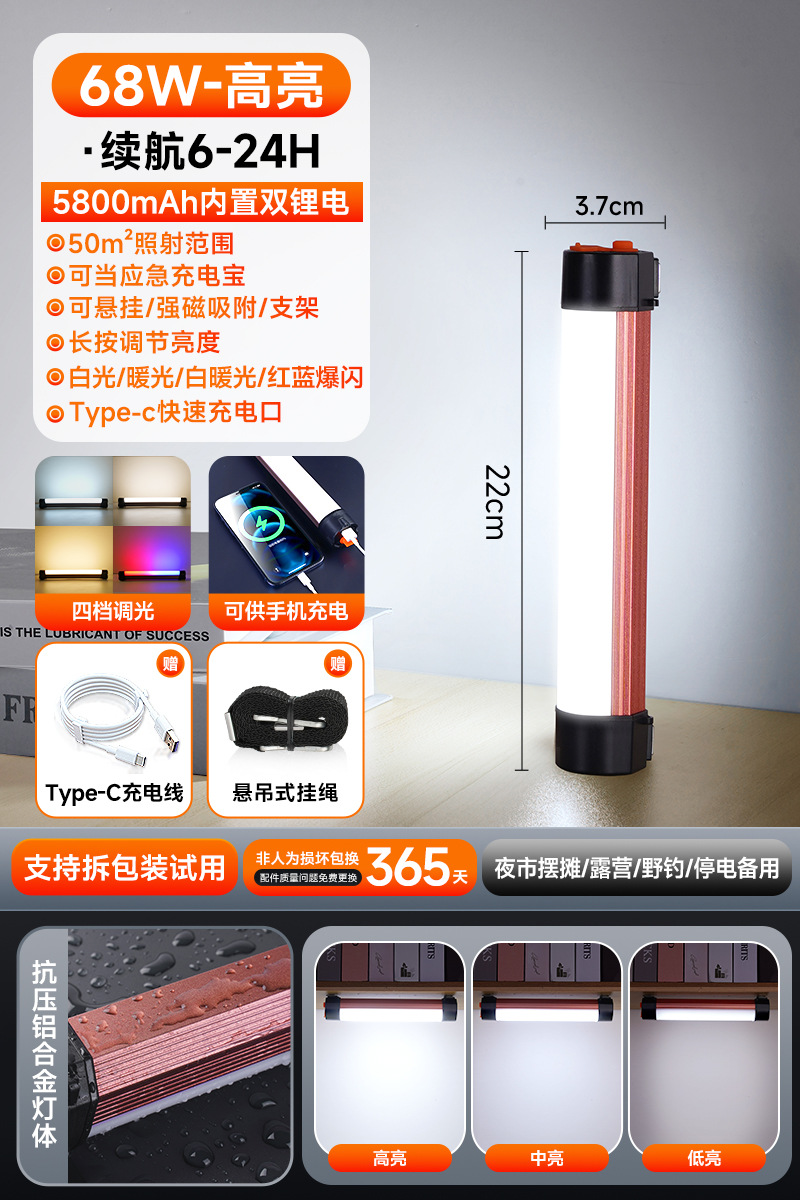 Luz de carga LED luz de emergencia de iluminación de corte de energía atracción magnética inalámbrica camping móvil puestos al aire libre luz de la noche al por mayor