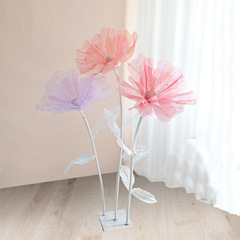 New wedding gauze flowers, poppy flowers, wedding stage layout, shopping mall window decoration, colorful gauze flowers