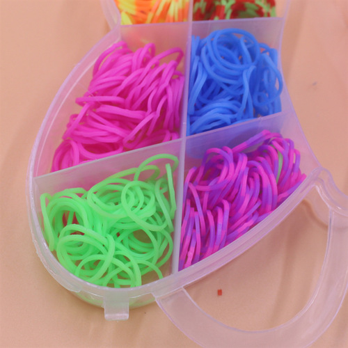 Cartoon Plum Blossom Mini Set Small Box Rainbow Circle Rainbow Rubber Band Weaving Machine