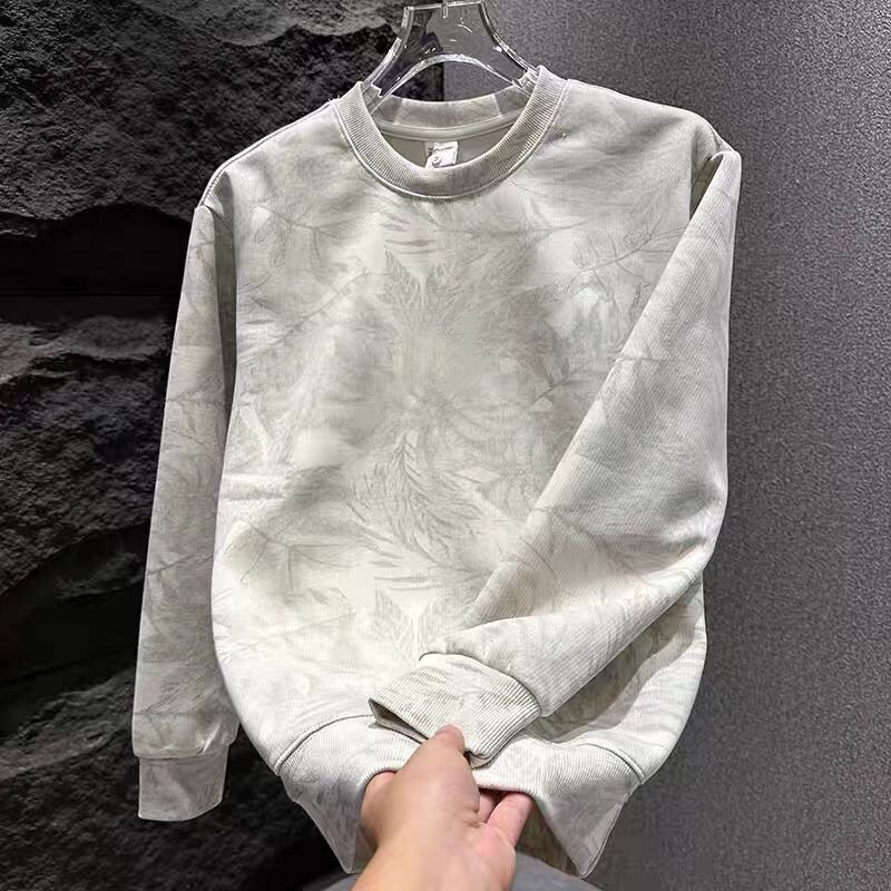 Autumn New Sweatshirt Men's Simple Design Tie-Dye Top Round Neck Slim Casual Long-Sleeved T-Shirt Men's Sweatshirt Autumn New Sweatshirt Men's Simple Design Tie-Dye Top Round Neck Slim Casual Long-Sleeved T-Shirt Men's Sweatshirt