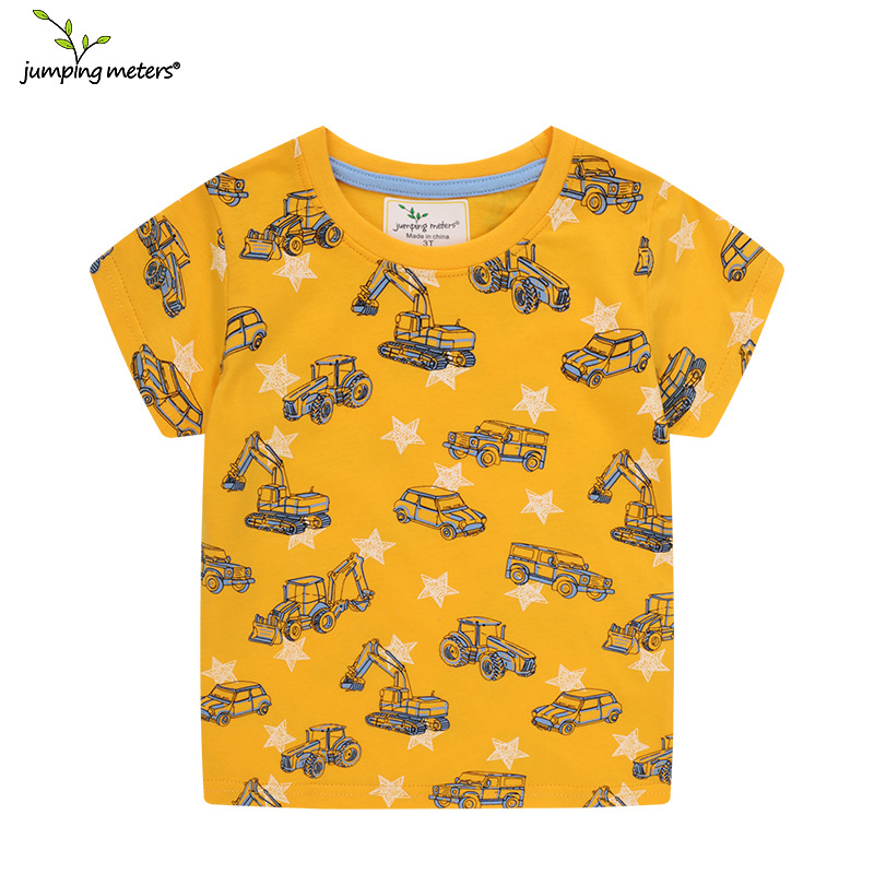 Jumpingmeters brand children's clothing 2025 summer new style excavator children's short-sleeved T-shirt distribution and dropshipping.