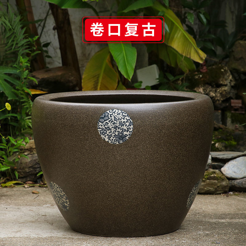古法生态土陶瓷养金鱼缸荷花睡莲池老旧式阳台室户外庭院大号水缸|undefined