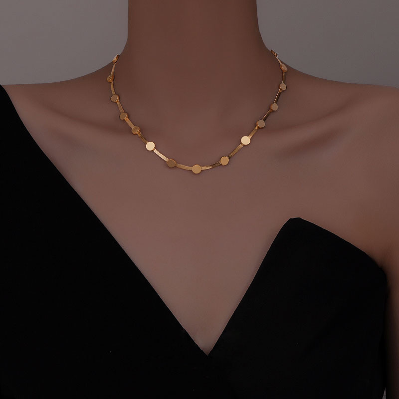 9g Weight Elegant Round Solid Color Titanium Steel Bracelets Necklace