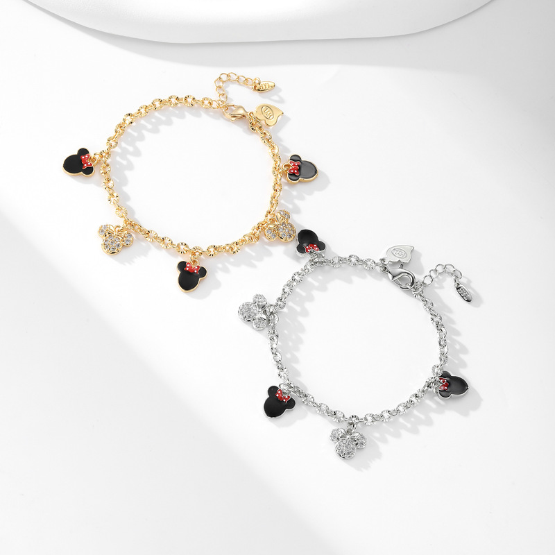Cross-border European and American explosions cartoon cartoon Mickey Mickey Mickey Minnie copper gold-plated bracelet wholesale