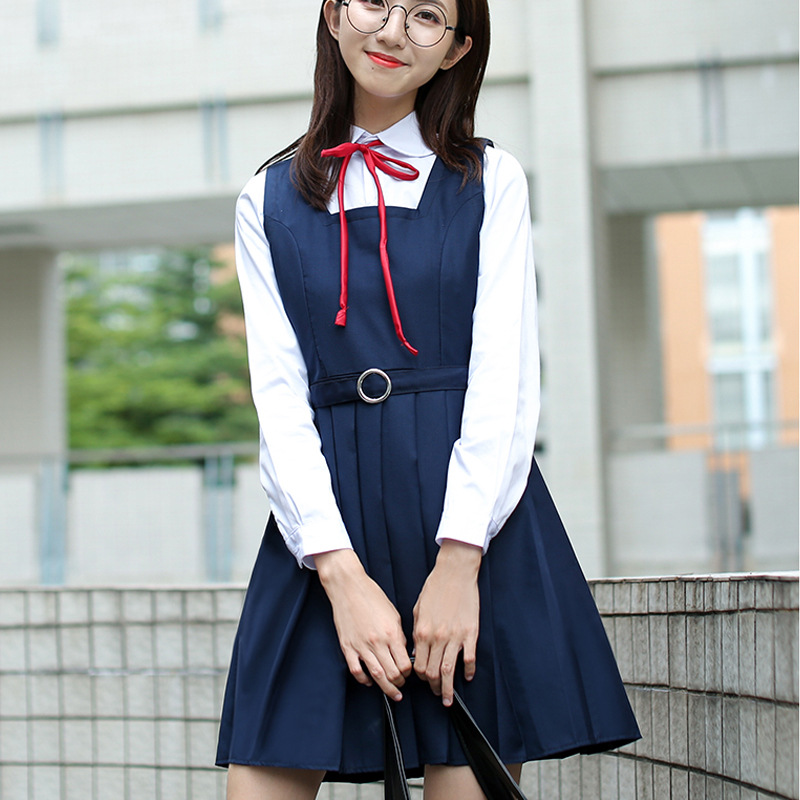 Japanese class uniform school uniform student uniform corner placket female white shirt sailor suit vest skirt dress suit
