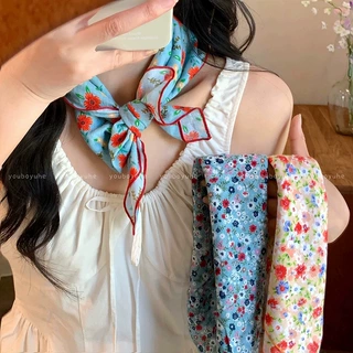 复古港风花朵丝巾女高级感时尚洋气装饰头巾小众设计方巾腰间配饰