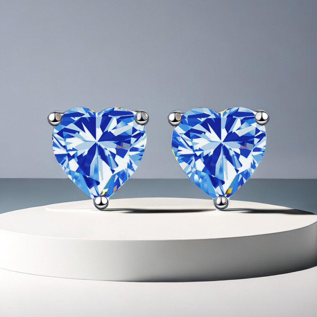 Multicolor de importación de moissanita en forma de corazón 1CT2CT plata esterlina simple moissanita en forma de corazón pendientes de diamante clásicos pendientes