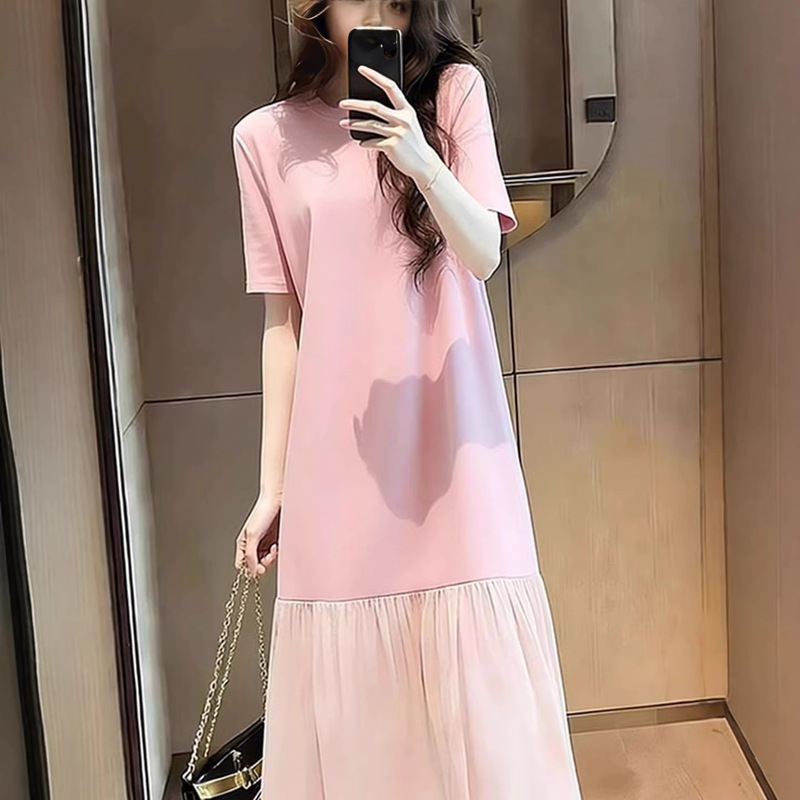 2026 Summer French-Style Early Spring Pink Short-Sleeve Dress for Petite Women, Inspired by the Fashion of Rich Girls