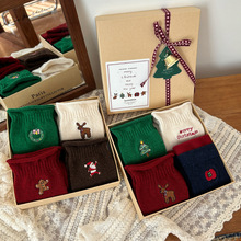 suxinaimin圣诞袜盒装韩版卡通圣诞节礼物可爱中筒袜秋冬季袜子女