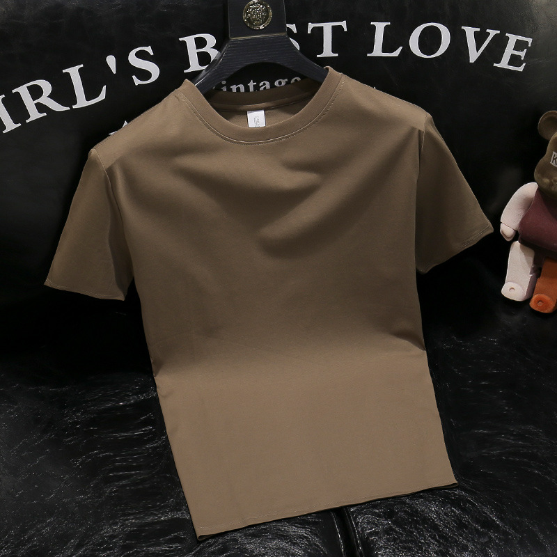 Herren-T-Shirt in Bonbonfarben mit Rundhalsausschnitt – Sommerliches, trendiges Kurzarm-T-Shirt, stylisch, vielseitig, einfarbig, attraktives Unterhemd_voghion.com