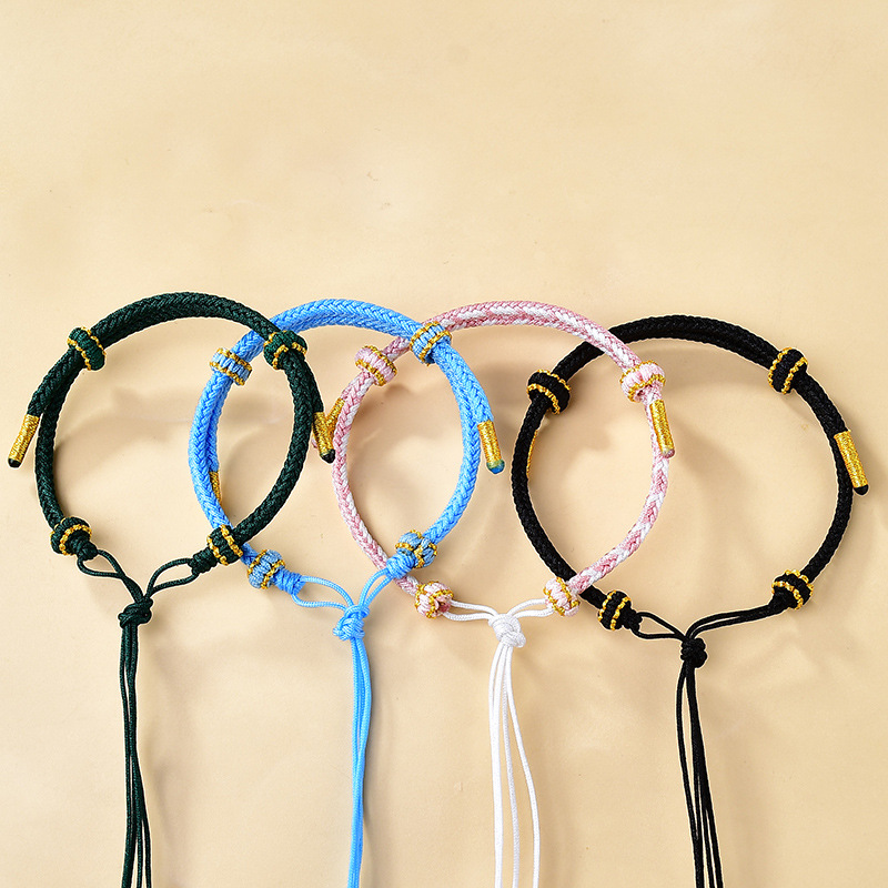 Hand-woven semi-finished hand rope can be tied Ping An buckle transfer bead eight-letter bracelet Little Red Riding Book with good luck red rope