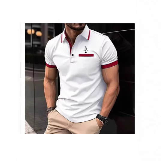 Men's Clothing Slim Fit Short Sleeve Shirt With Fashion Lapel - Breathable Cotton Blend Style T-Shirt_viptrois.com