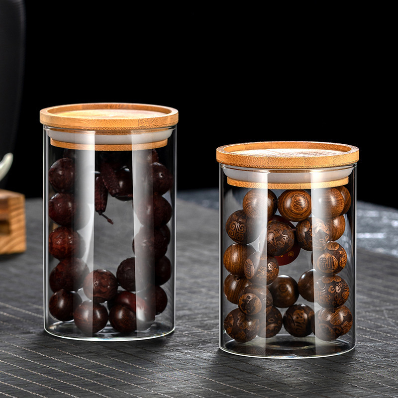 文玩手串密封罐玻璃瓶佛珠核桃陈皮手办沉香檀香展示收纳罐沐雨原