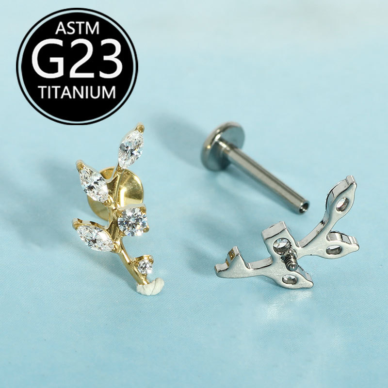 Pointed titanium steel lip stud product view