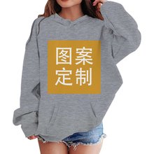 一件起订外贸男女童装卫衣秋冬季来图制作印花加绒休闲宽松连帽衫