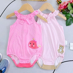 Newborn Conjoined onesie for babies, sleeveless tunic with hood, disposable diaper cover for girls, pure cotton, wholesale children's clothing