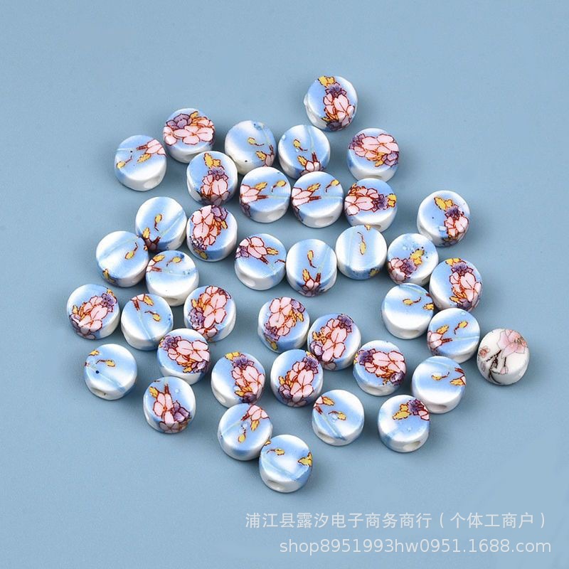 Flores de cerámica oblata esmalte de color decal de cerámica flores de estilo chino hechas a mano DIY collares pulseras pendientes accesorios