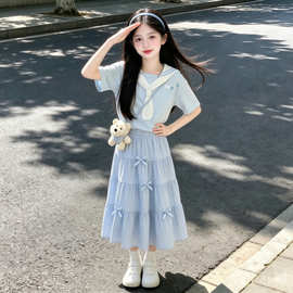 2026女童夏季新款半身裙套装薄款中大儿童甜美短袖公主裙两件套潮